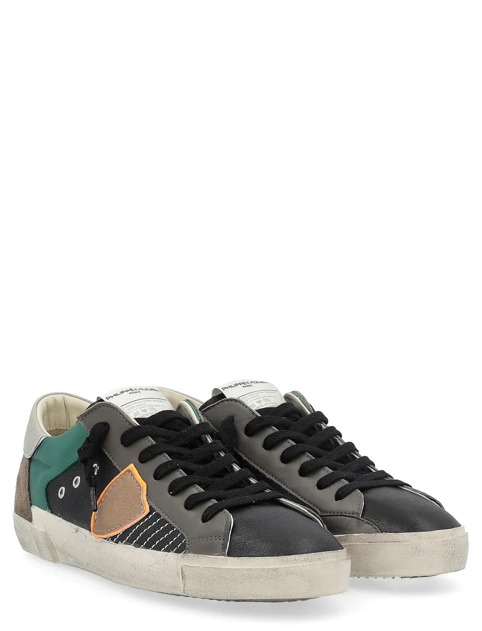 Baskets Philippe Model Paris X noir, vert et marron